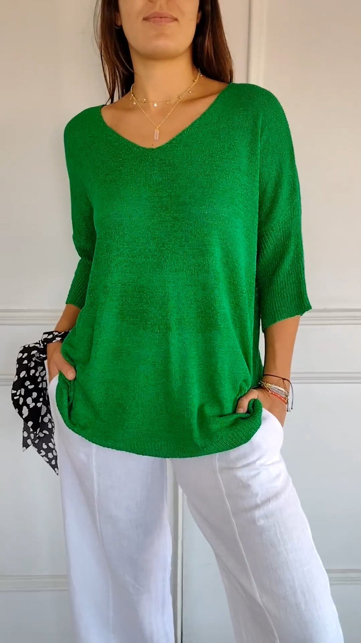 Anwen | Soft Drape V-Neck Knit - Effortlessly elegant