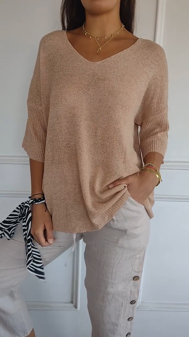 Anwen | Soft Drape V-Neck Knit - Effortlessly elegant