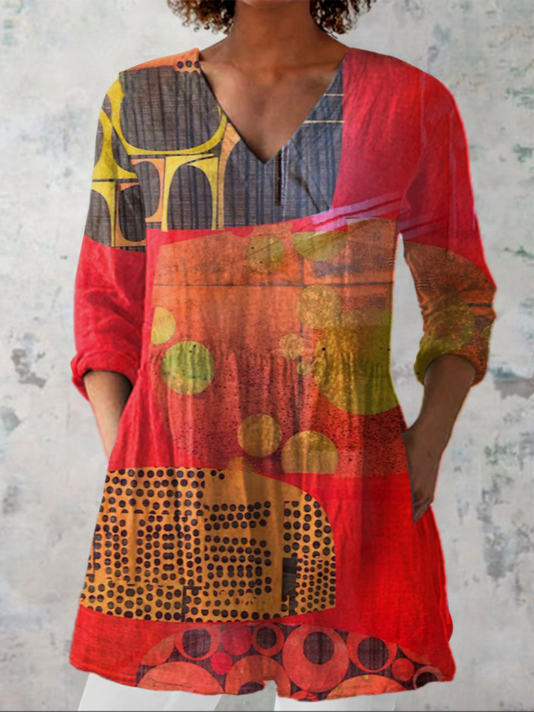 Lucie | Red Floral V-Neck Blouse