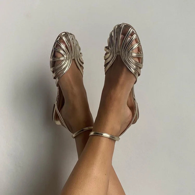 Romy | Golden Layered Strap Sandal