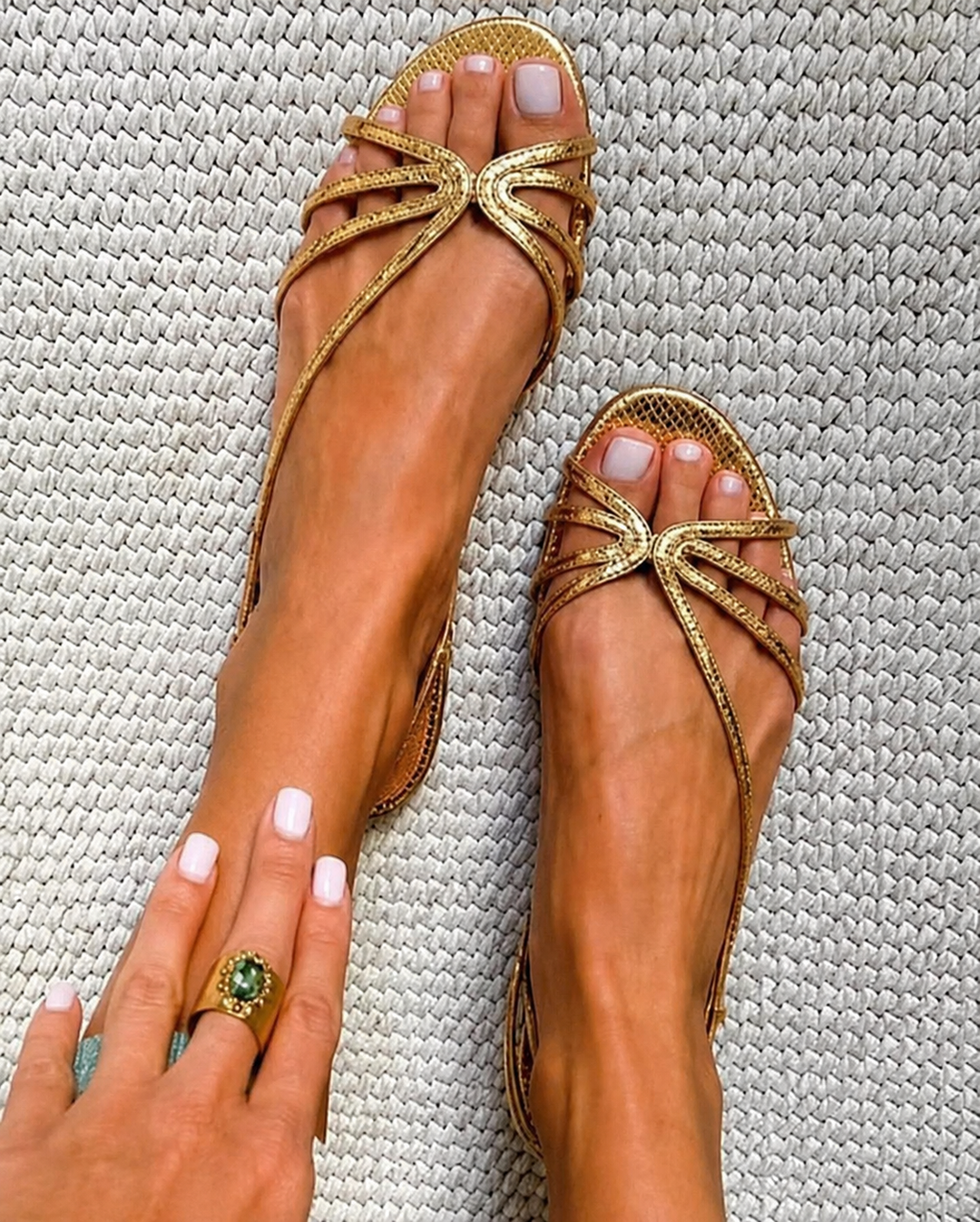 Fabienne | Golden Knot Flat Sandal