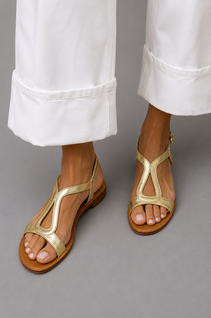 Marisol | Golden Woven Strap Sandal