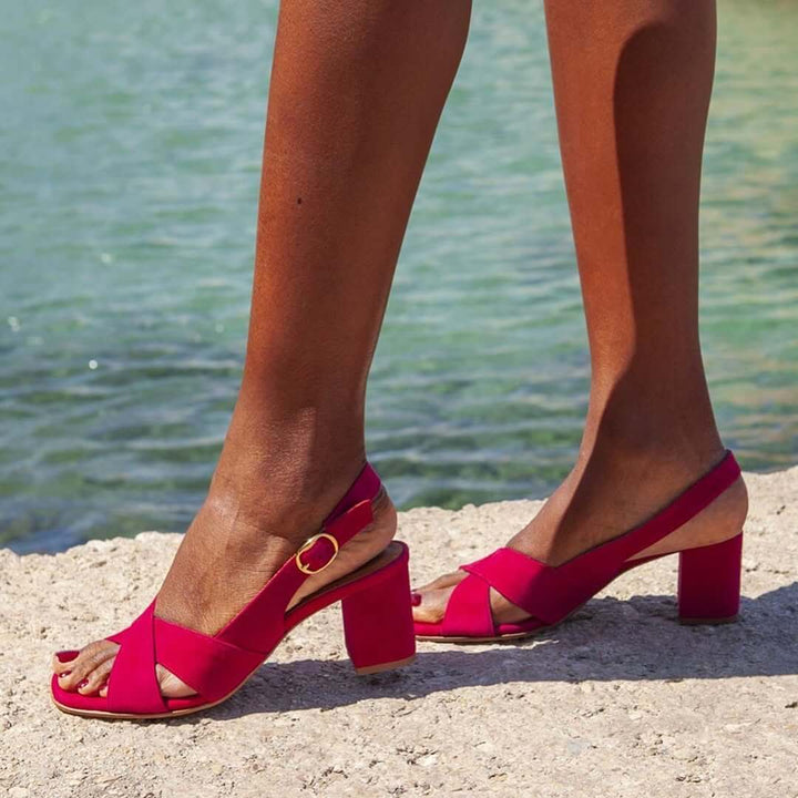 Sabine | Summer Blue Block Heel