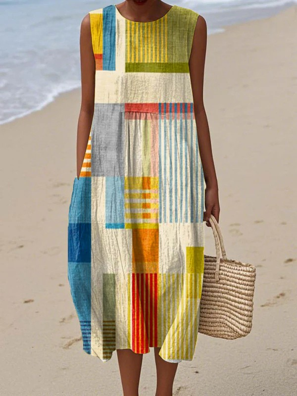 Constance | Abstract Geometric Midi Dress in Black