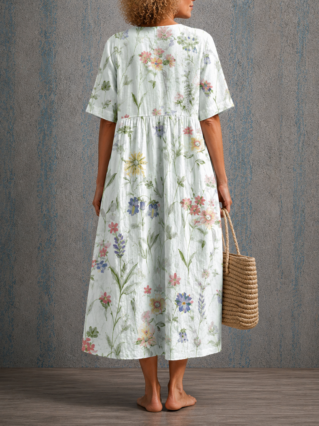 Louisa | Half Sleeve Linen Dress