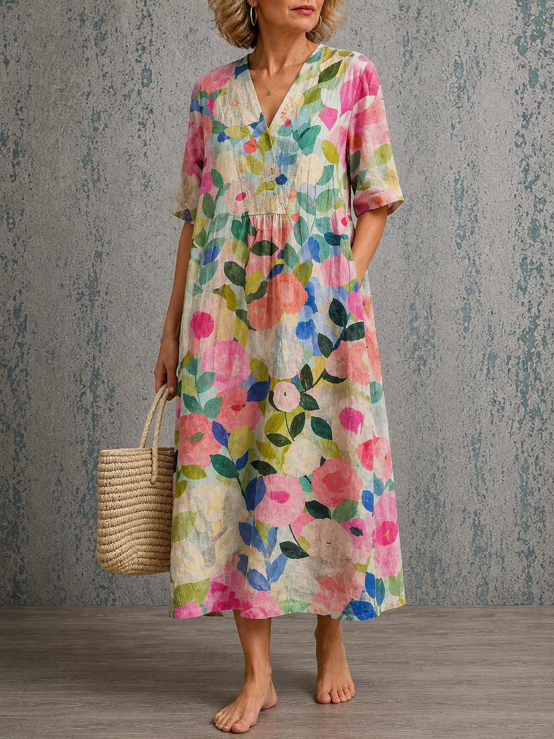 Susan | Half Sleeve Linen Dress