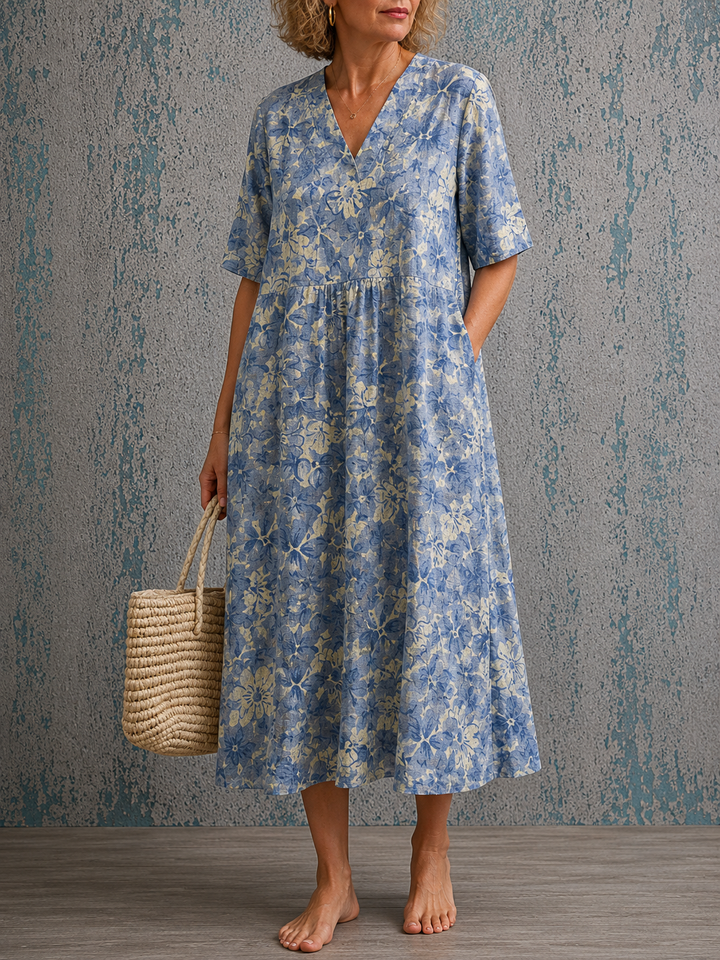 Joanne | Half Sleeve Linen Dress